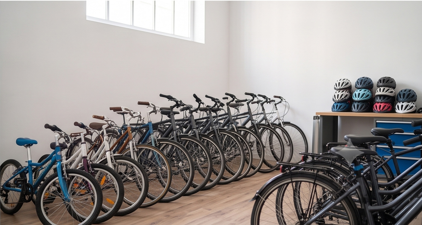 Flotte de vélos entretenus pour accompagner le programme Savoir Rouler à Vélo (SRAV).